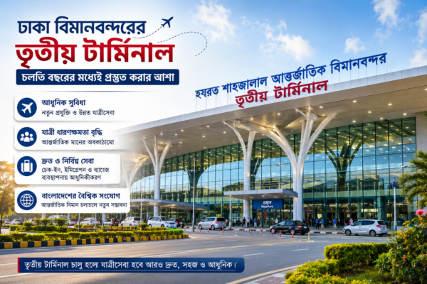 ঢাকা বিমানবন্দরের তৃতীয় টার্মিনাল চলতি বছরের মধ্যেই প্রস্তুত করার আশা